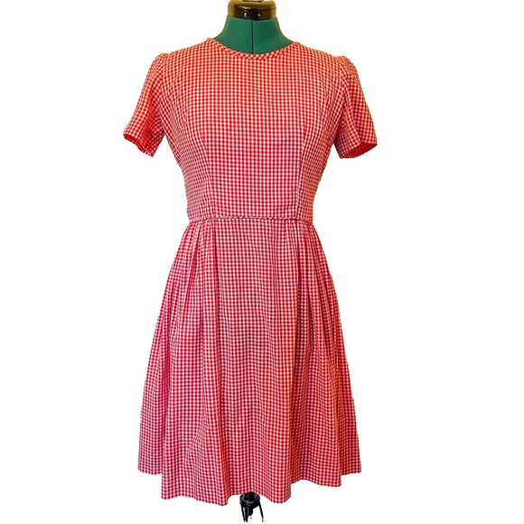 Vintage Red & White Gingham Dress - Size Small/Medium - Picture 2 of 7